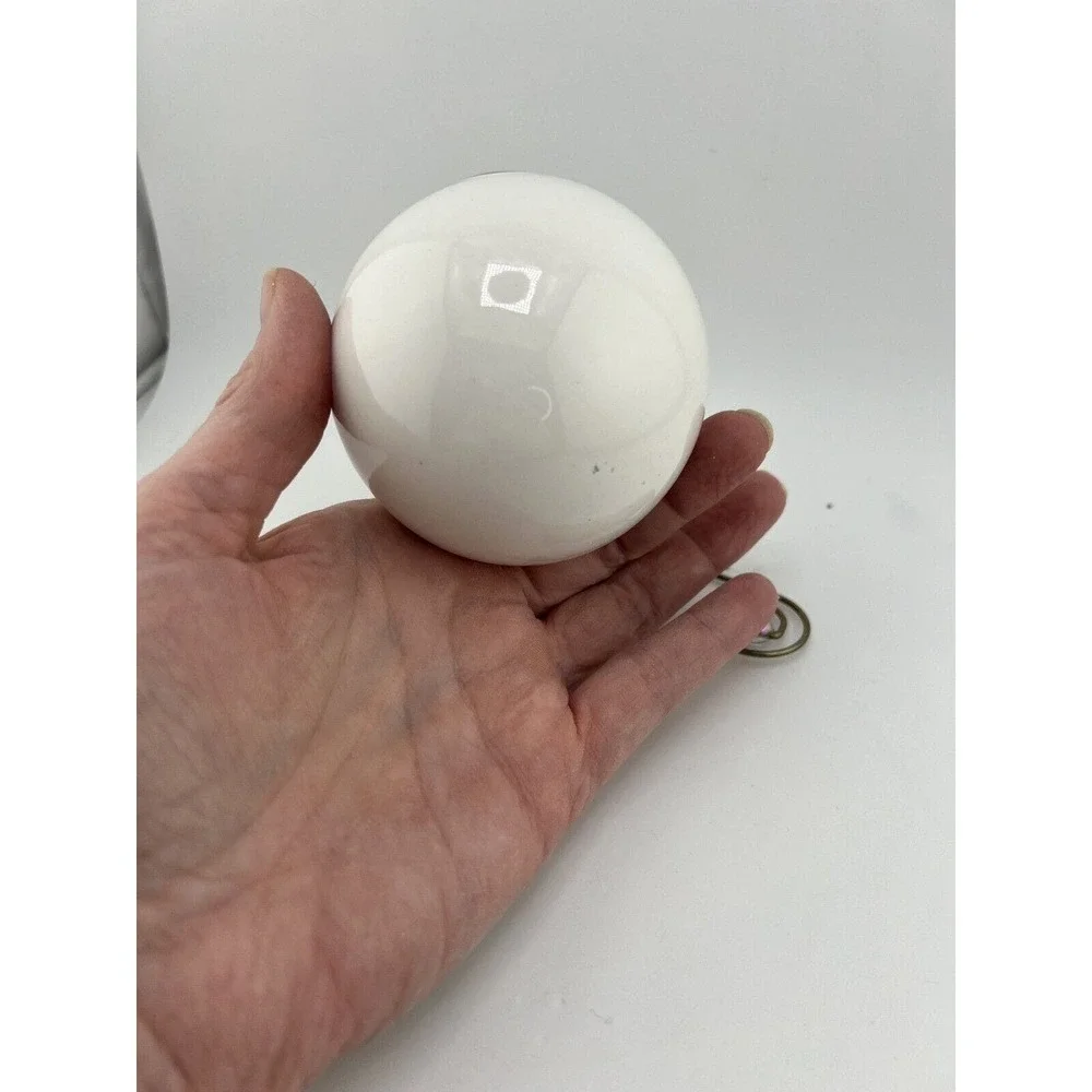 Home‎ Decorative Hand Painted White/Gold Glass Christmas Ball Ornament with Bow